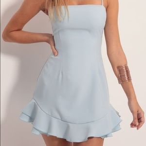 Lucy in the Sky Aubrey Ruffle Dress in Light Blue